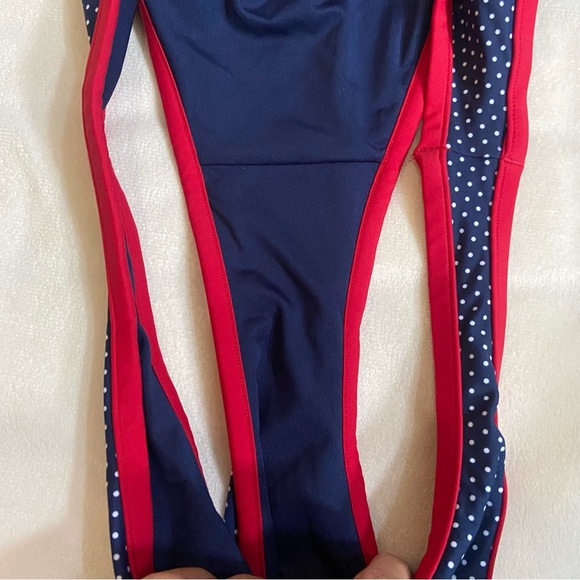 New! Frankie's Bikinis golden hour Navy Polka Dot Bikini Bottom 1541 - Picture 5 of 9